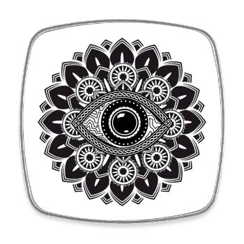 L’œil mystique dans le mandala – Symbole spirituel - Magnet carré - blanc - Devant