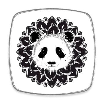 Panda Mandala – Harmonious Animal Motif - Square fridge magnet - white - Front