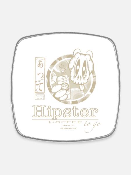 Hipster coffee to go - Square fridge magnet - white
