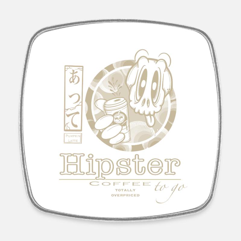 Café hipster à emporter - Magnet carré - blanc