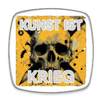 Kunst ist Krieg – Schädel & Bleistifte - Viereckiger Kühlschrankmagnet - Weiß - Vorne