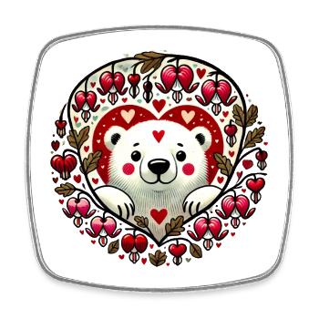 Heartlit Bear in Love Frame - Square fridge magnet - white - Front