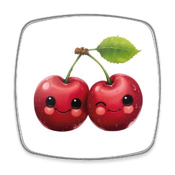 Cherries with a face - Square fridge magnet - white - Front