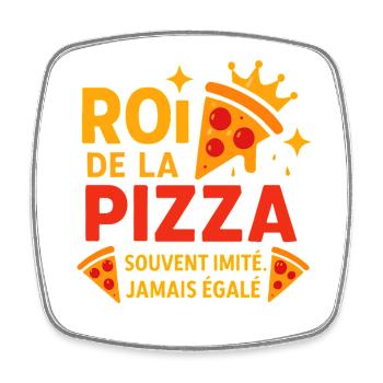 König der Pizza gekrönt - Viereckiger Kühlschrankmagnet - Weiß - Vorne