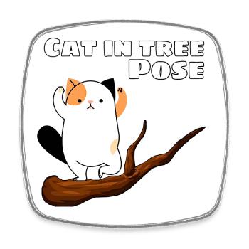 Cat in Tree Pose - Square fridge magnet - white - Front
