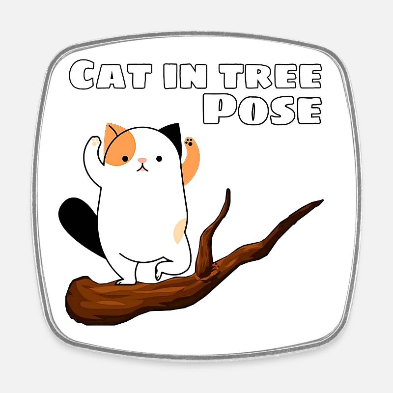 Chat dans la posture de l’arbre - Magnet carré - blanc