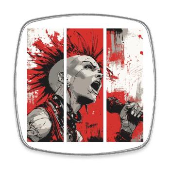 Punk Rebellion – Sängerin mit Irokesenschnitt - Viereckiger Kühlschrankmagnet - Weiß - Vorne
