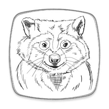Raccoon Sketch Art Shirt for Wildlife Hand Drawn - Square fridge magnet - white - Front
