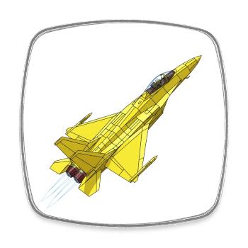 Yellow Jet Fighter Sketch - Square fridge magnet - white - Front
