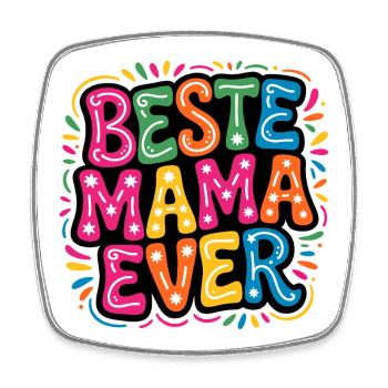 Beste Mama Ever bunte Typo - Viereckiger Kühlschrankmagnet - Weiß - Vorne