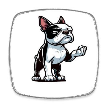 Sprich mit der Pfote Boston Boston terrier Bostie - Viereckiger Kühlschrankmagnet - Weiß - Vorne