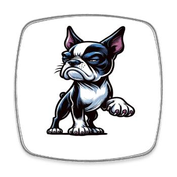 Sprich mit der Pfote Boston Boston terrier Bostie - Viereckiger Kühlschrankmagnet - Weiß - Vorne