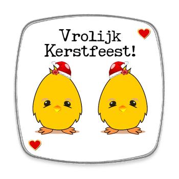 Merry Christmas Chicks - Square fridge magnet - white - Front