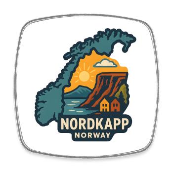 North Cape Sunset at Klippan in Norway - Square fridge magnet - white - Front