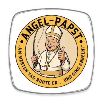 Der Angel-Papst - Lustiges Motiv für Angler - Viereckiger Kühlschrankmagnet - Weiß - Vorne