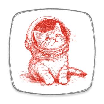 Astro Kitty - Square fridge magnet - white - Front
