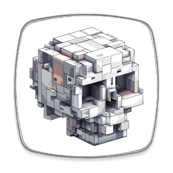 Block Skull Design – Digital Art Look - Square fridge magnet - white - Front