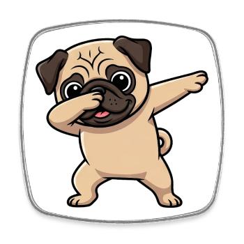 Süßer Mops Cartoon Dabbing Hund Kinder - Viereckiger Kühlschrankmagnet - Weiß - Vorne
