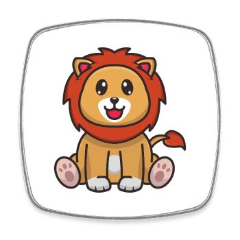 Lion de dessin animé - Magnet carré - blanc - Devant