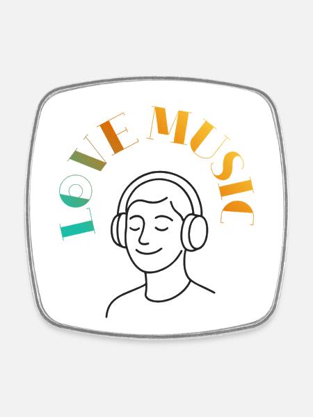 Music is life - Square fridge magnet - white