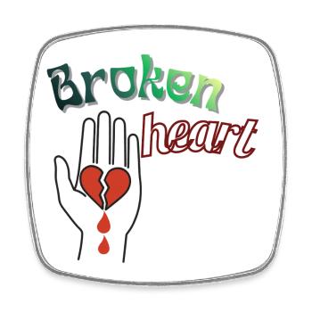 Hand with a broken heart - Square fridge magnet - white - Front