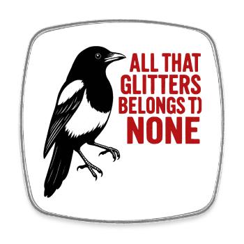Krähe und roter Glitter-Spruch - Viereckiger Kühlschrankmagnet - Weiß - Vorne
