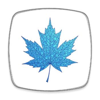 Geometric Blue Maple Leaf Print - Square fridge magnet - white - Front