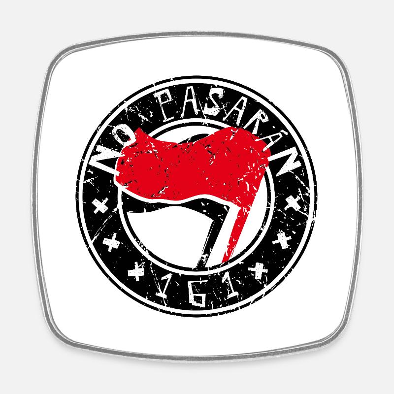 no pasaran 161 logo - Viereckiger Kühlschrankmagnet - Weiß