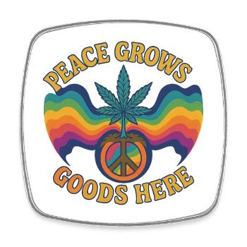Peace Grows – Retro Hippie Design mit Hanfblatt &  - Viereckiger Kühlschrankmagnet - Weiß - Vorne