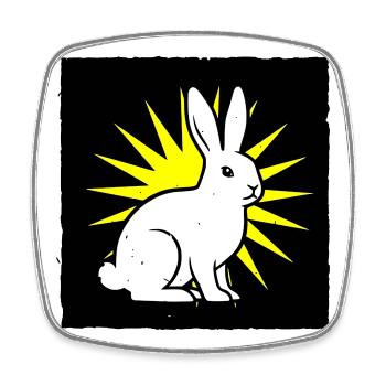 Cooler Hase im Punk Rock & Pop Art Stil - Viereckiger Kühlschrankmagnet - Weiß - Vorne