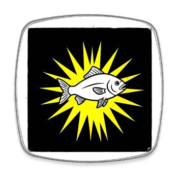 Cooler Fisch im Punk Rock & Pop Art Stil - Viereckiger Kühlschrankmagnet - Weiß - Vorne