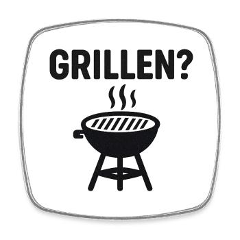 GRILLEN - Viereckiger Kühlschrankmagnet - Weiß - Vorne