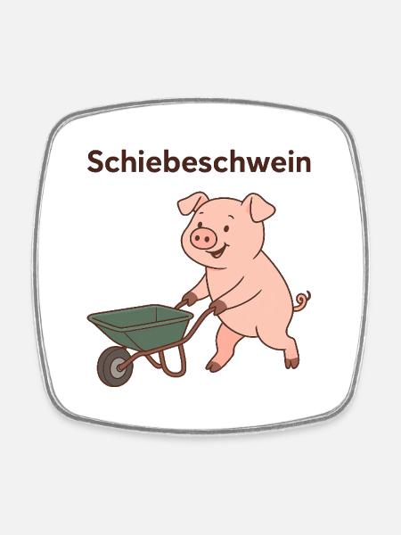 Pousser le cochon - Magnet carré - blanc