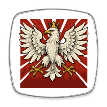 Polen Polska Adler Flagge Fahne episch Geschenk - Viereckiger Kühlschrankmagnet - Weiß - Vorne