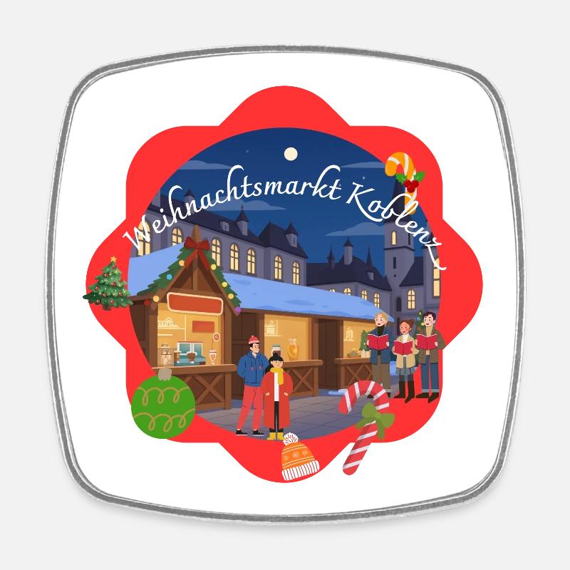 Weihnachtsmarkt Koblenz  - Viereckiger Kühlschrankmagnet - Weiß