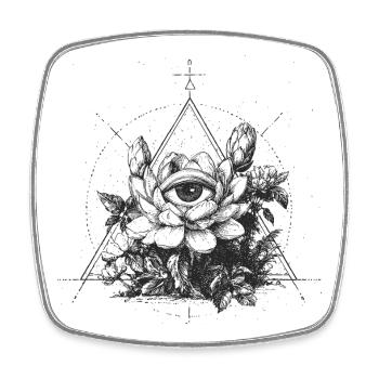 oeil dans le signe de fleur triangulaire - Magnet carré - blanc - Devant
