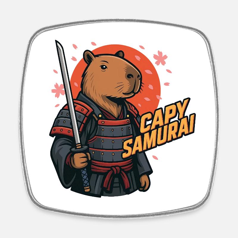 Capy Samurai – Zen Warrior Capybara 🐾
 - Viereckiger Kühlschrankmagnet - Weiß