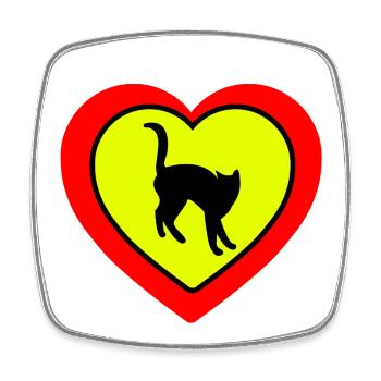 Katze - Viereckiger Kühlschrankmagnet - Weiß - Vorne