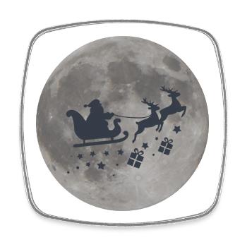 Magical Full Moon Night with Santa & Reindeer - Square fridge magnet - white - Front
