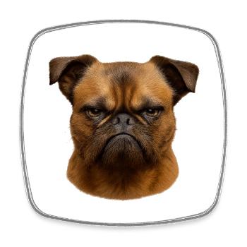 Grimmiger Pug Kopf Illustration - Viereckiger Kühlschrankmagnet - Weiß - Vorne