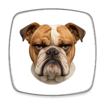 Bulldog Blick Harte Gelassenheit - Viereckiger Kühlschrankmagnet - Weiß - Vorne
