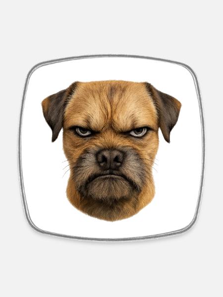Grim Dog Face | Border Terrier - Square fridge magnet - white