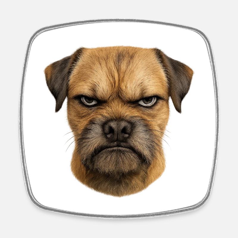 Grim Dog Face | Border Terrier - Square fridge magnet - white