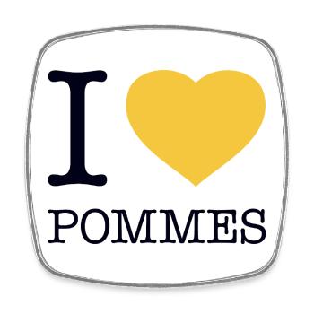 I love Pommes - Viereckiger Kühlschrankmagnet - Weiß - Vorne