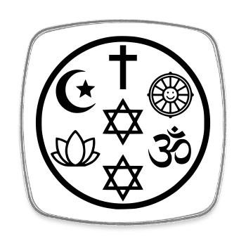 Symbole interreligieux de paix | Religions - Magnet carré - blanc - Devant