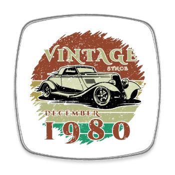 45th Birthday - Classic - Vintage since 12/1980 - Square fridge magnet - white - Front