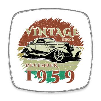 66th Birthday - Classic - Vintage since 12/1959 - Square fridge magnet - white - Front