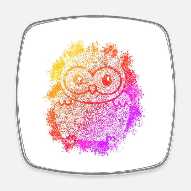 Zentangle Owl - Square fridge magnet - white