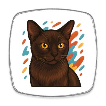 Chat birman avec fond coloré - Magnet carré - blanc - Devant