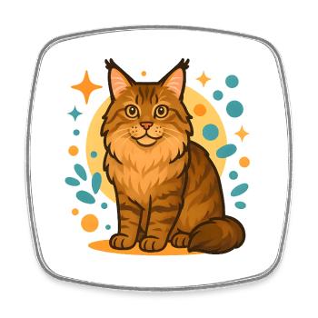 Maine Coon Katze in bunten Kreisen - Viereckiger Kühlschrankmagnet - Weiß - Vorne